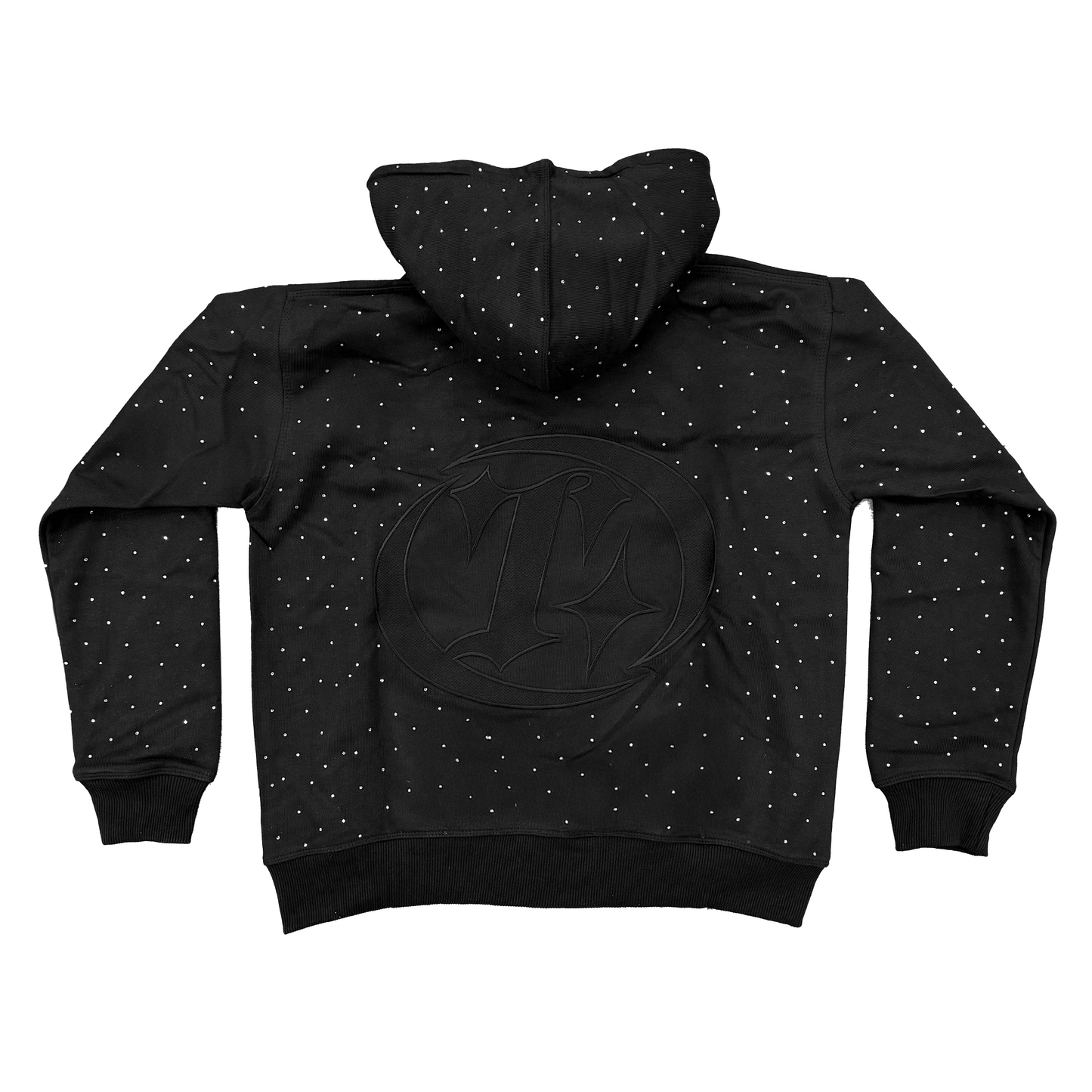 Blackout White Rhinestone Zip Up Hoodie