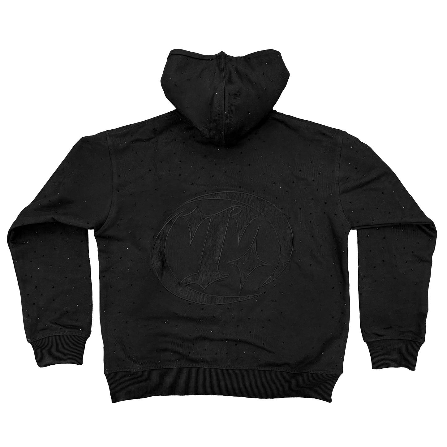 Blackout Black Rhinestone Zip Up Hoodie
